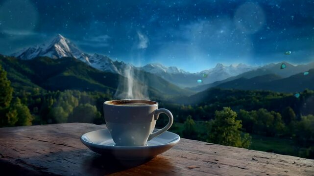 Savoring Coffee with a Picturesque Nature Backdrop