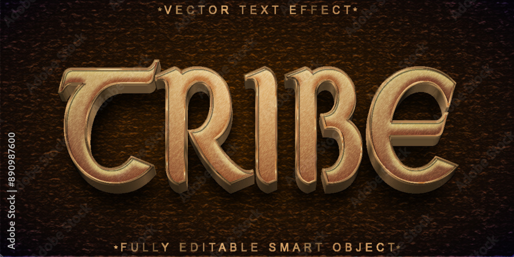 Poster tribe brown vector fully editable smart object text effect