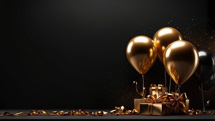 Happy birthday illustration background with 3d realistic balloon luxury