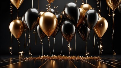 Happy birthday illustration background with 3d realistic balloon luxury