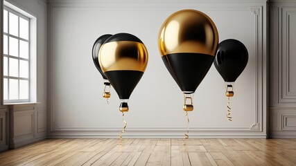 Happy birthday illustration background with 3d realistic balloon luxury