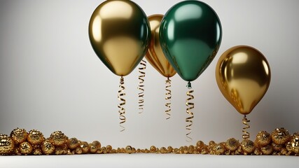 Happy birthday illustration background with 3d realistic balloon luxury
