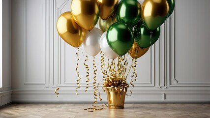 Happy birthday illustration background with 3d realistic balloon luxury