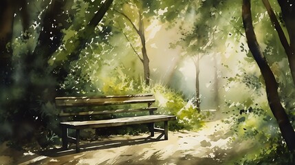 bench in the park in autumn