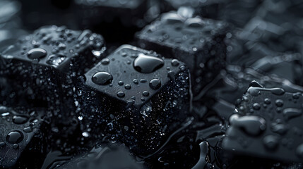 Black ice cube close-up