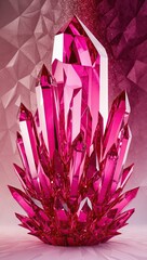 Vibrant pink crystal formation in 12K Ultra HD Resolution, rendered as a mesmerizing abstract macro panorama