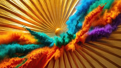 Vibrant explosion of colored powder, captured in stunning 12K Ultra HD resolution