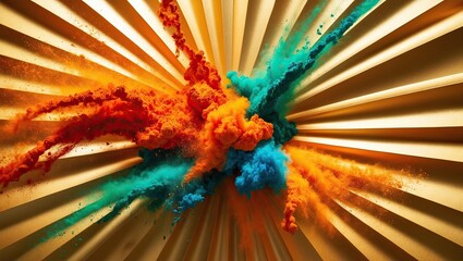 Vibrant explosion of colored powder, captured in stunning 12K Ultra HD resolution