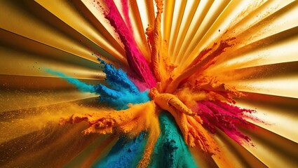 Vibrant explosion of colored powder, captured in stunning 12K Ultra HD resolution