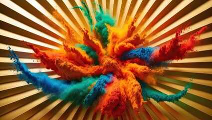 Vibrant explosion of colored powder, captured in stunning 12K Ultra HD resolution