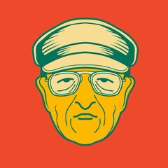 Old man face avatar illustration graphic design 24