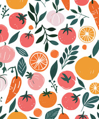 Colorful Fruit and Vegetable Pattern