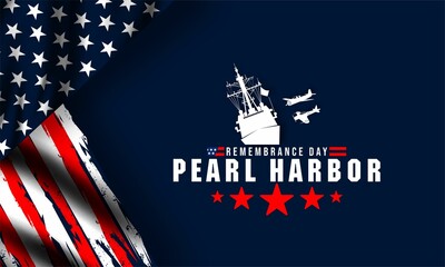  Pearl Harbor Remembrance Day. December 7. Holiday concept. Template for background, banner, card, poster 