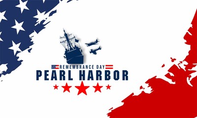  Pearl Harbor Remembrance Day. December 7. Holiday concept. Template for background, banner, card, poster 