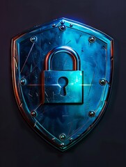 A shield with a padlock on it.