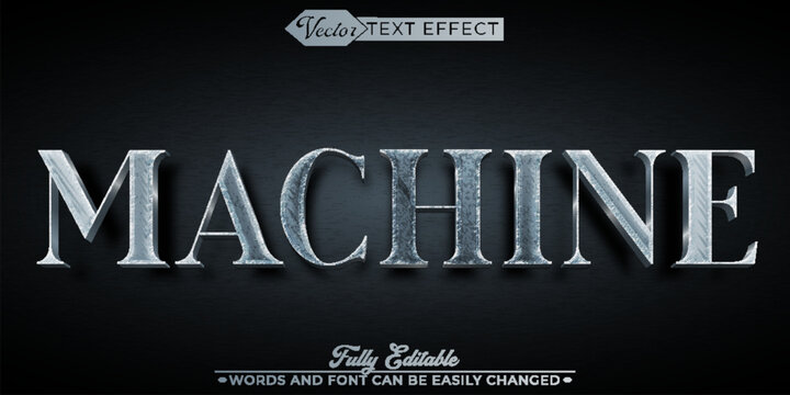 Silver Machine Vector Editable Text Effect Template