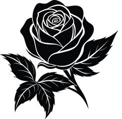 Rose Silhouette Vector Illustration Art