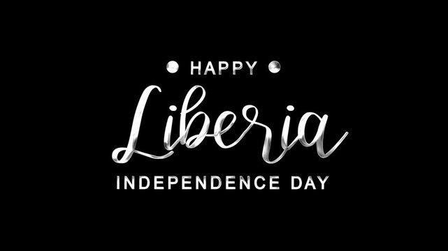 Happy Liberia Independence Day Text Animation on Silver Color. Great for Happy Liberia Independence Day Celebrations, for banner, social media feed wallpaper stories. - Powered by Adobe
