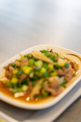 Enjoy delicious freshly prepared Teppanyaki pork slices