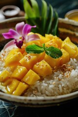 Sweet Mango with Sticky Rice and Coconut Milk