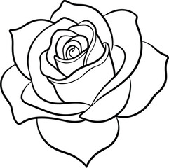 Rose Line Art Vector Illustration
