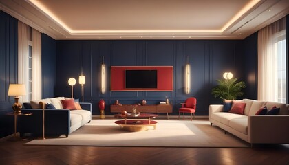 Fototapeta premium Photo interior modern design room 3d illustration