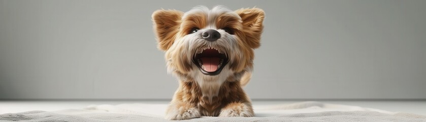 Naklejka premium A Maltese with a joyful bark, 3D illustration, realistic and happy, isolated on white background
