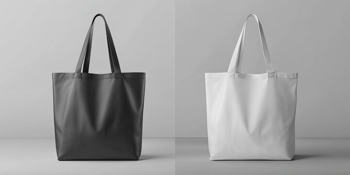 Canvas bag. mockup of fabric tote. Cloth totebag with handle. template of black and white cotton eco bag. Reusable tote for shopping. Blank mock for shopper. Ecobag for grocery
