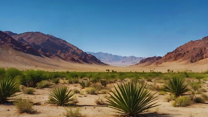 Scenic Desert Oasis and Mountains || View of desert Mountains || AI Generated  