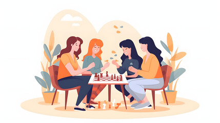 Fototapeta premium Friends Games Illustration Flat Vector