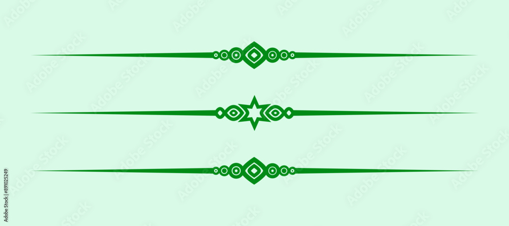 Poster divider line green vector isolated for border of text paragraph. separator art horizontal shape to separate graphic ornament of illustration. simple element design of minimal frame for certificate
