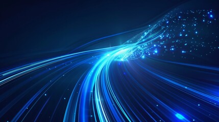 Blue Tech Luminescence: 1080P High-Precision Curved Light Effect Background, Simplistic Blue Curve Design with Strong Technological Sensibility for Graphic Design Projects