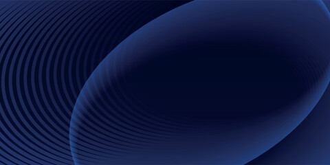 Abstract glowing geometric oval lines on dark blue background. Motion curve lines. Modern futuristic shiny blue lines design.