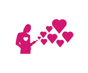 Person share love icon design template illustration