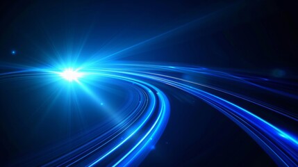 Blue Tech Luminescence: 1080P High-Precision Curved Light Effect Background, Simplistic Blue Curve Design with Strong Technological Sensibility for Graphic Design Projects