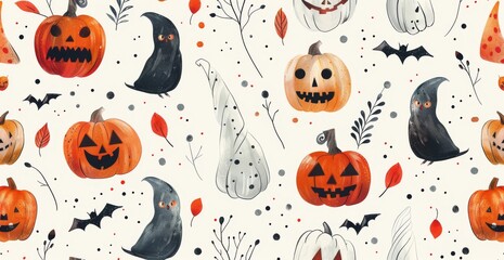 Fototapeta premium Vibrant Collection of Rhinestone Halloween Stickers Featuring Glittery Pumpkins, Bats, and Spiders on a Stark White Background