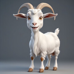 A 3D image of a goat looking at camera