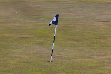 Obraz premium Practice putting green, golf hole and flag 