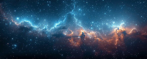 Obraz premium Moody Dark Blue Gradient Background with Grainy Texture and Night Sky Details