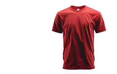 Two red t-shirts are displayed on the front and back of the mannequin. white background