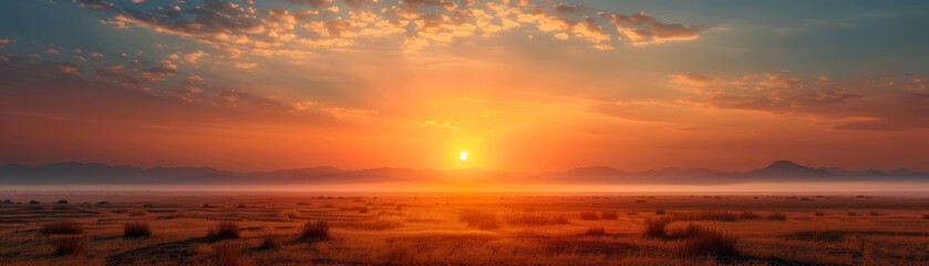 Obraz premium Stunning Sunset Over Desert Landscape