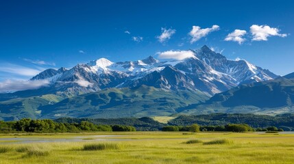 Fototapeta premium Majestic Snow-Capped Mountain Range Landscape