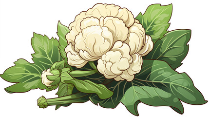 Botanical Cauliflower Illustration in the style of dictionary entry ~ Created using Generative AI