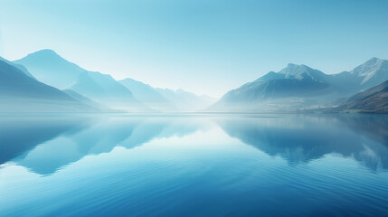 山々に囲まれた湖