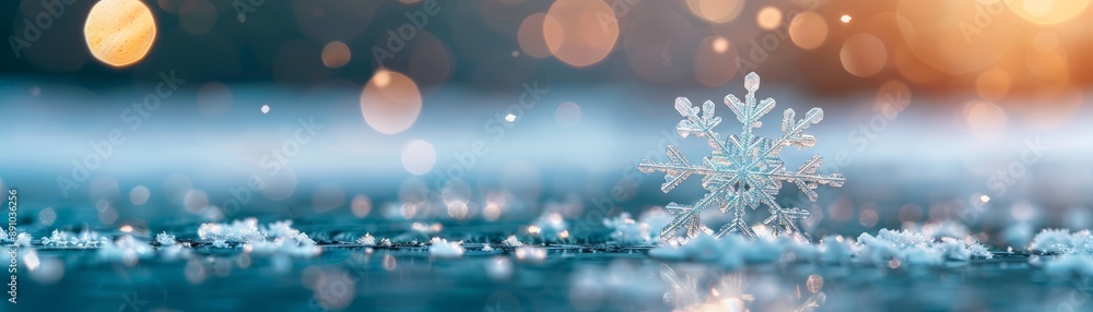 Poster macro snowflake with bokeh background