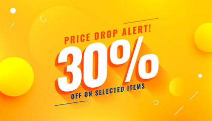 3d style price drop sale banner for best deal on selected item