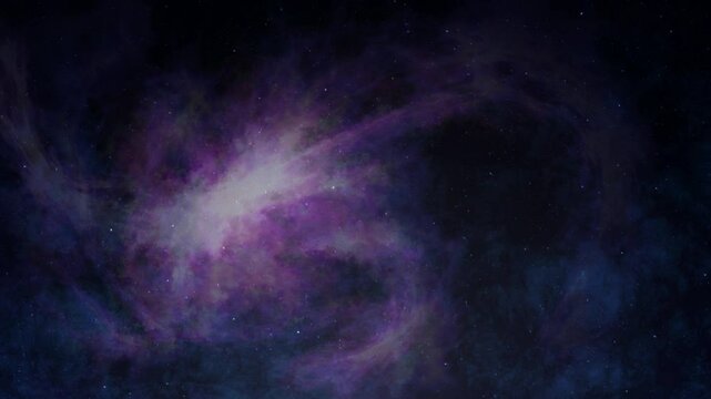 多数の星がまたたき流れ星が流れる星雲の浮かぶ夜空、ループ