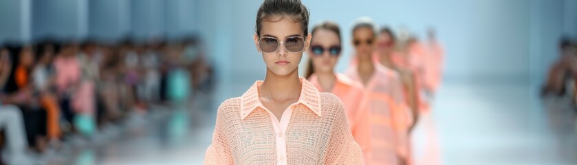 Fototapeta premium Fashion Models Walking on Runway