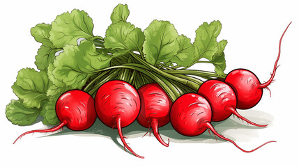 Botanical Radishes Illustration in the style of dictionary entry ~ Created using Generative AI