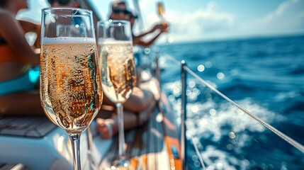 Obraz premium Luxury yacht with champagne toast.